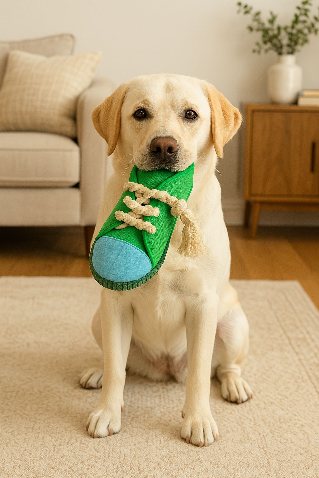 Brick Hues Sneaker Rope Dog Toy – Durable Chew, Tug & Fetch Toy for Puppies, Small, Medium & Large Dogs | Interactive, Non-Toxic, Washable Pet Toy (25cm, 56g, Green)