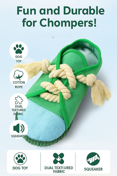 Brick Hues Sneaker Rope Dog Toy – Durable Chew, Tug & Fetch Toy for Puppies, Small, Medium & Large Dogs | Interactive, Non-Toxic, Washable Pet Toy (25cm, 56g, Green)