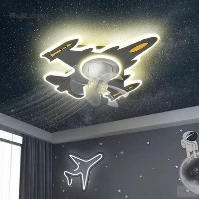 Cartoon Airplane Ceiling Fan with Light