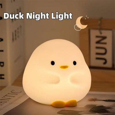 Cartoon Duck Night Light – Soft Silicone LED Lamp with Timer | USB Rechargeable
