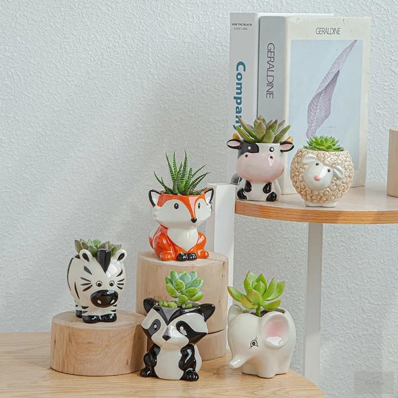 Ceramic Animal Shaped Flower Pot - Brick Hues