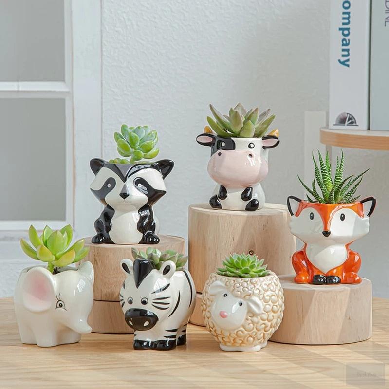 Ceramic Animal Shaped Flower Pot - Brick Hues