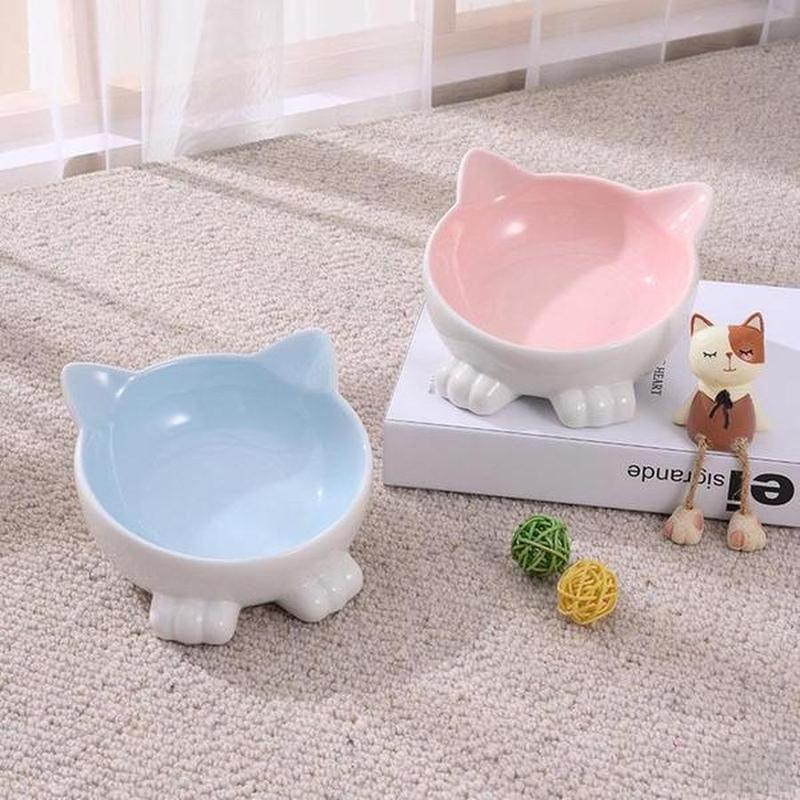 Ceramic Cat Bowl anti Overturn Slanted Mouth