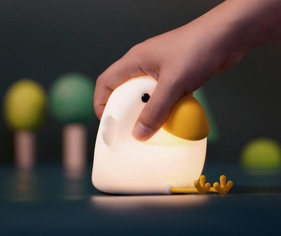 Cloth Bird Cartoon LED Night Light – Soft Silicone USB Rechargeable Lamp