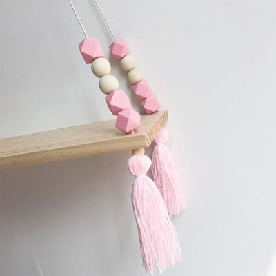 Colorful Beads Tassels Wooden Wall Shelf Wall Partition Decoration