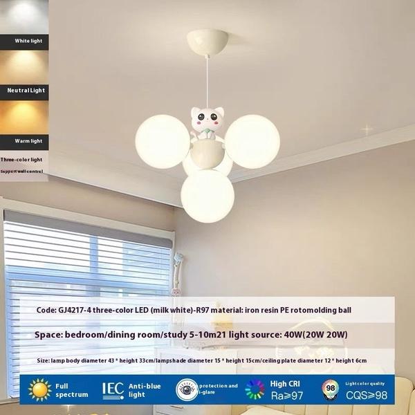 Cream Style Cartoon Panda Bedroom Pendant Light