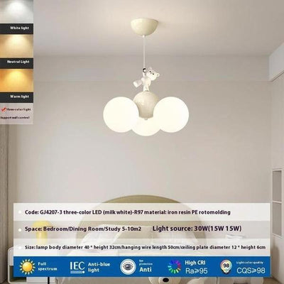 Cream Style Cartoon Panda Bedroom Pendant Light