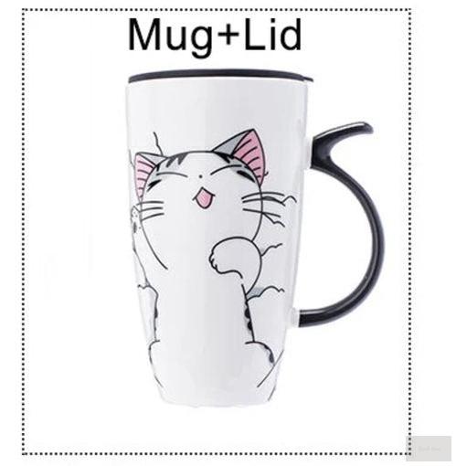 Creative Cat Ceramic Mug With Lid and Spoon