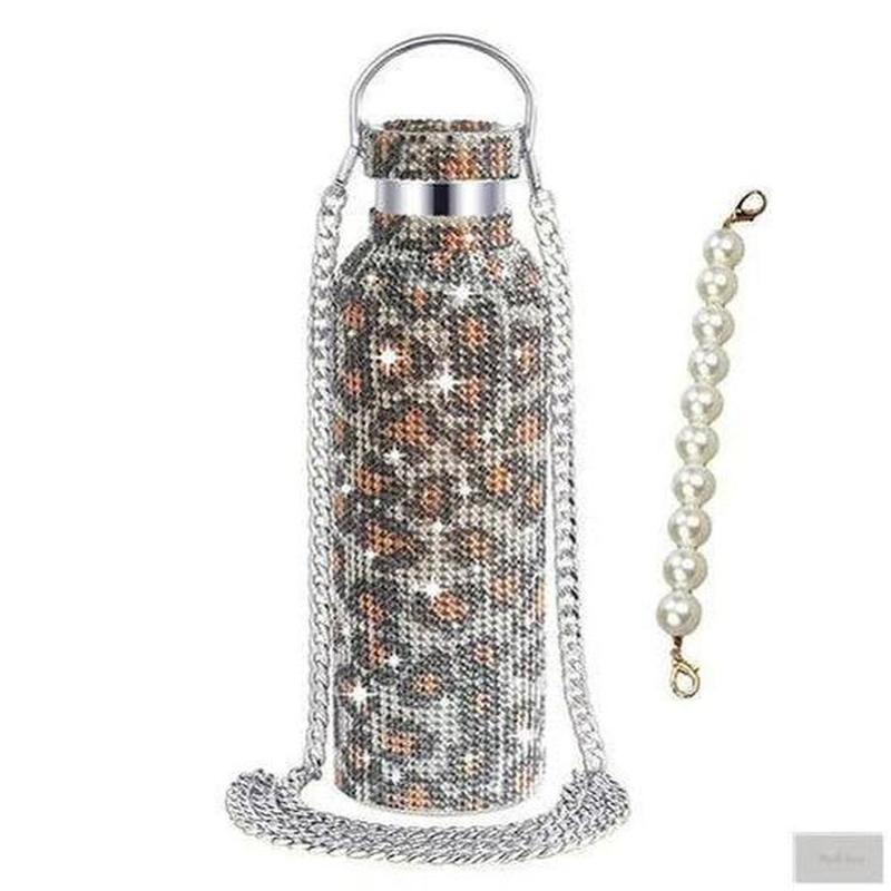 Crystal covered Insulated Bottle With 2pcs carry chains