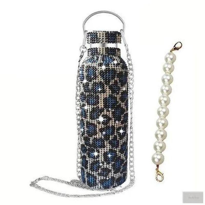 Crystal covered Insulated Bottle With 2pcs carry chains