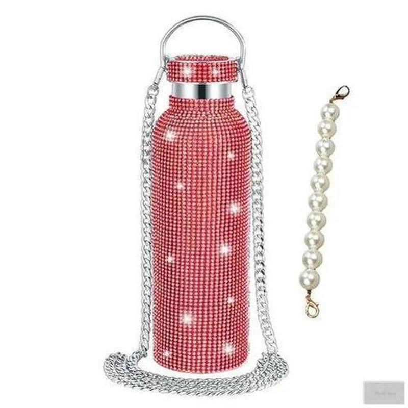 Crystal covered Insulated Bottle With 2pcs carry chains
