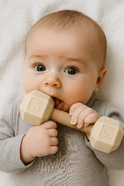 Dumbbell-Shaped Silicone Baby Teether – BPA-Free, Freezer Safe, Easy to Hold | Baby Teething Toy for Infant Gum Relief
