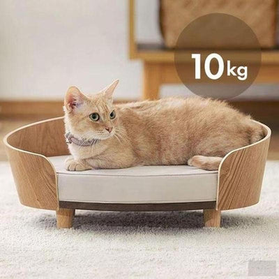 Elevated Wooden Cat and Small Dog Bed with Cushion – Minimalist Pet Furniture for Indoor Pets | Breathable Raised Pet Lounger