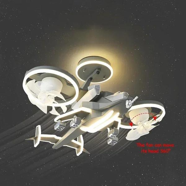 Fighter Plane LED Fan Light – Kids Ceiling Lamp with Remote