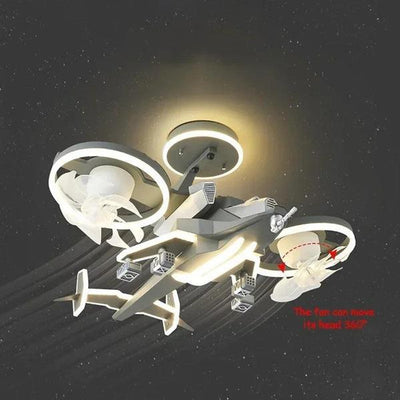 Fighter Plane LED Fan Light – Kids Ceiling Lamp with Remote