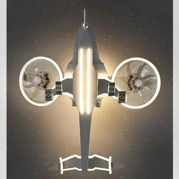 Fighter Plane LED Fan Light – Kids Ceiling Lamp with Remote