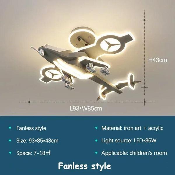 Fighter Plane LED Fan Light – Kids Ceiling Lamp with Remote