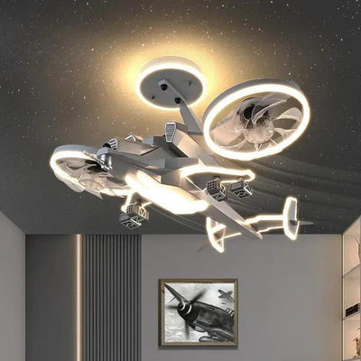 Fighter Plane LED Fan Light – Kids Ceiling Lamp with Remote