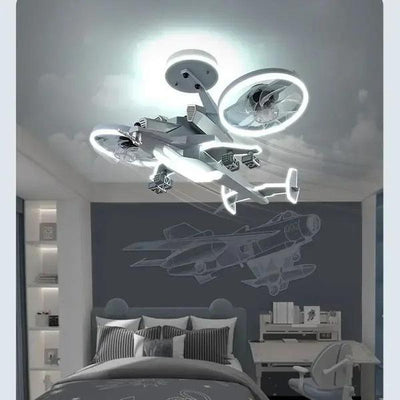 Fighter Plane LED Fan Light – Kids Ceiling Lamp with Remote