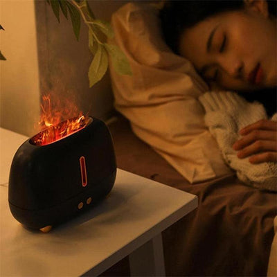 Flame Essential Oil Diffuser – Ultra-Quiet Aromatherapy Humidifier with LED Night Light & Timer (USB Powered, 3 Flame Modes)