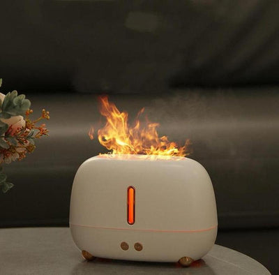 Flame Essential Oil Diffuser – Ultra-Quiet Aromatherapy Humidifier with LED Night Light & Timer (USB Powered, 3 Flame Modes)