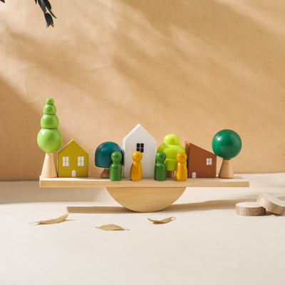 Forest & Tree House See-Saw Balancing Toy – Open-Ended Montessori Wooden Toy for Toddlers & Kids | Nature-Inspired STEM Learning Toy