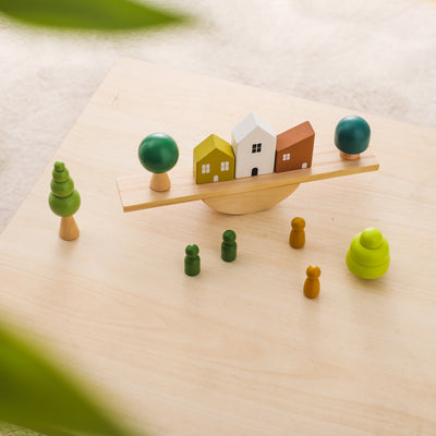 Forest & Tree House See-Saw Balancing Toy – Open-Ended Montessori Wooden Toy for Toddlers & Kids | Nature-Inspired STEM Learning Toy