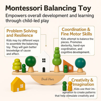 Forest & Tree House See-Saw Balancing Toy – Open-Ended Montessori Wooden Toy for Toddlers & Kids | Nature-Inspired STEM Learning Toy