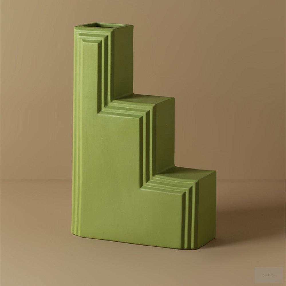 Geometrically Shaped Simple Art Vase - Brick Hues