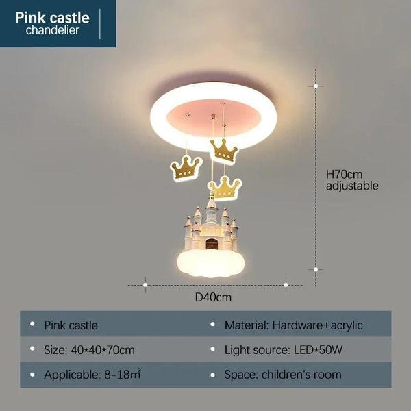 Girls’ Castle Crown LED Chandelier – Fairy Tale Pendant Light
