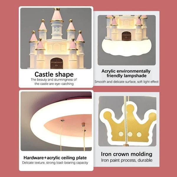 Girls’ Castle Crown LED Chandelier – Fairy Tale Pendant Light