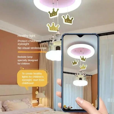 Girls’ Castle Crown LED Chandelier – Fairy Tale Pendant Light