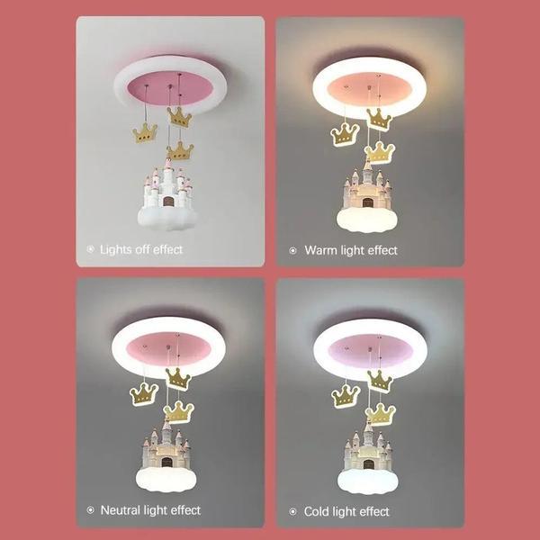 Girls’ Castle Crown LED Chandelier – Fairy Tale Pendant Light