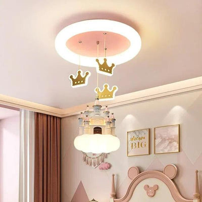 Girls’ Castle Crown LED Chandelier – Fairy Tale Pendant Light
