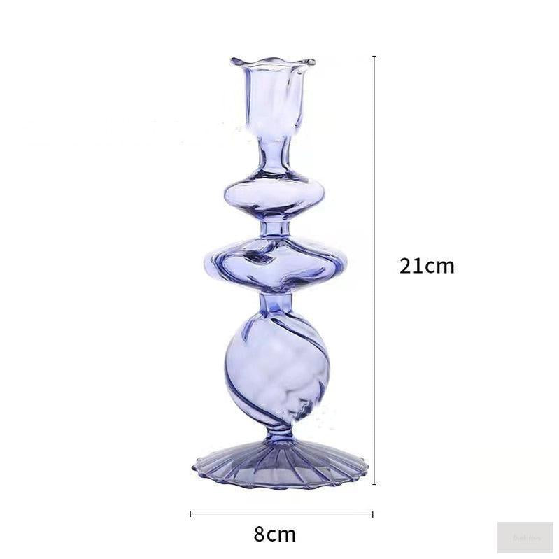 Hand Blown Glass Wavy Design Candle Holder