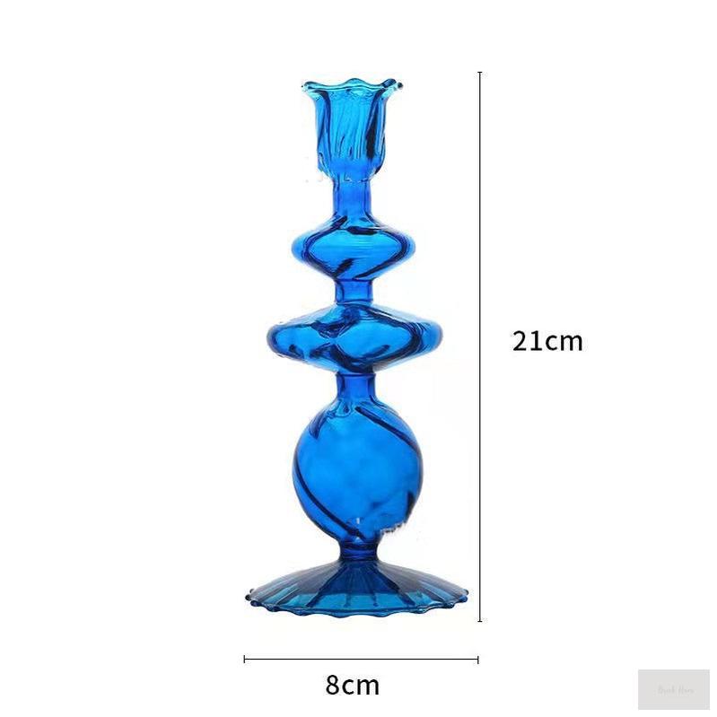 Hand Blown Glass Wavy Design Candle Holder