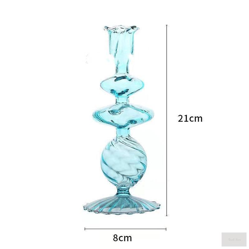 Hand Blown Glass Wavy Design Candle Holder