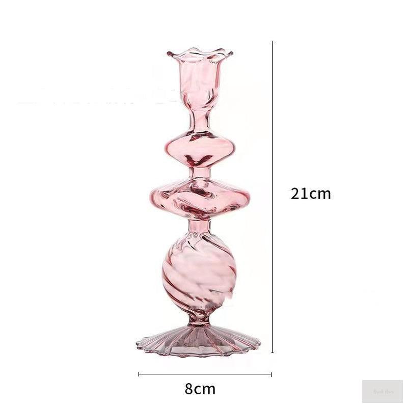 Hand Blown Glass Wavy Design Candle Holder