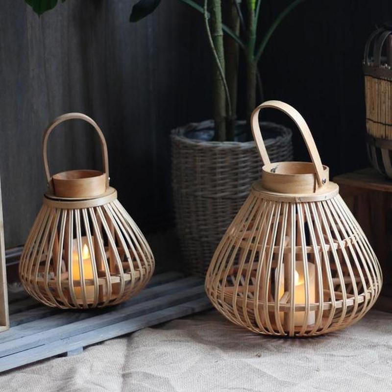 Handmade Bamboo Woven Wind Lantern Candle Holder Decorative Lantern Ornaments