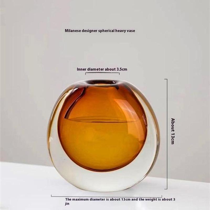 Handmade Glass Vase (Amber & Gray Collection)