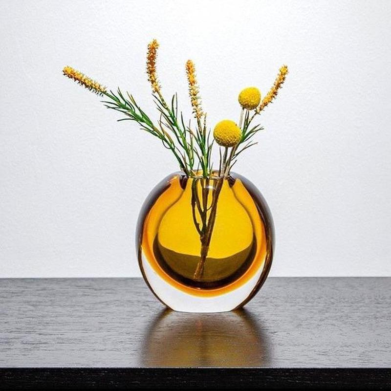 Handmade Glass Vase (Amber & Gray Collection)