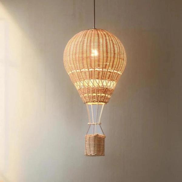 Handmade Hot Air Balloon LED Chandelier – Rattan