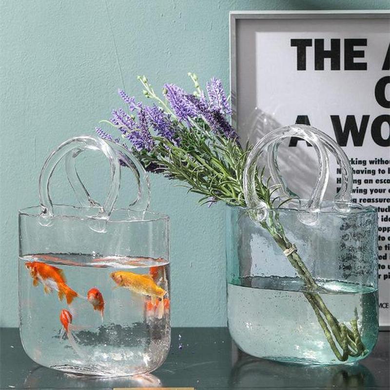 Home Bag Portable Transparent Glass Vase