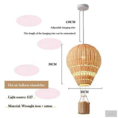 Hot Air Balloon Chandelier Handmade Rattan
