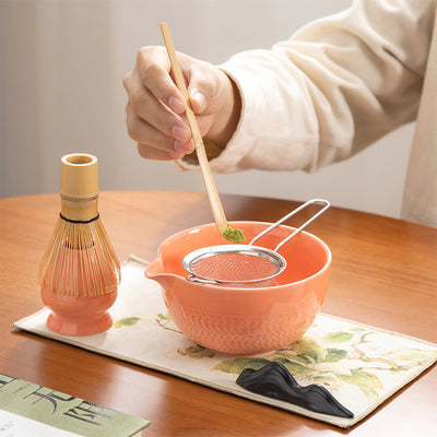 Japanese Ceramic Matcha Tea Set – 7-Piece Pink Edition with Gift Box