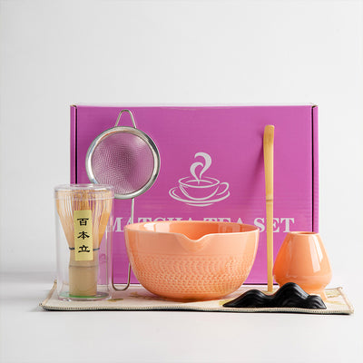 Japanese Ceramic Matcha Tea Set – 7-Piece Pink Edition with Gift Box