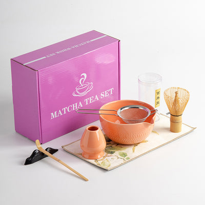Japanese Ceramic Matcha Tea Set – 7-Piece Pink Edition with Gift Box