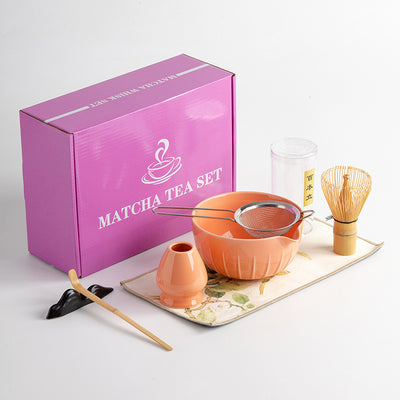 Japanese Ceramic Matcha Tea Set – 7-Piece Pink Edition with Gift Box