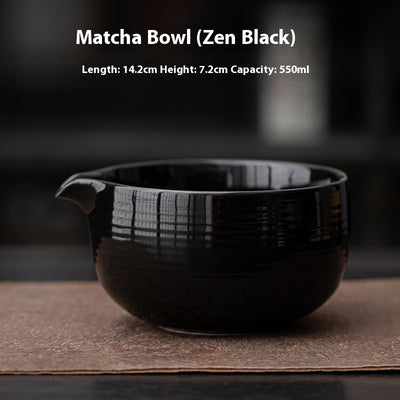 Japanese Kiln Baked Ceramic Matcha Bowl Set – Multiple Colors, 550ml, Tea Whisk & Gift Box Options