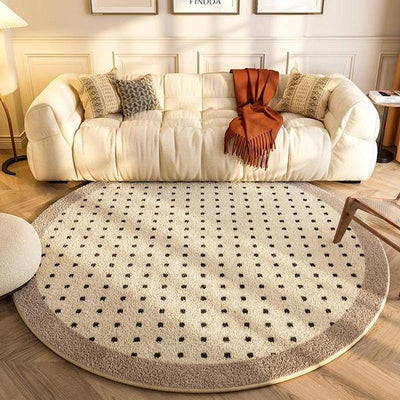 Luxora Cashmere Round Carpet Elegant European & American Style Checkered Rugs